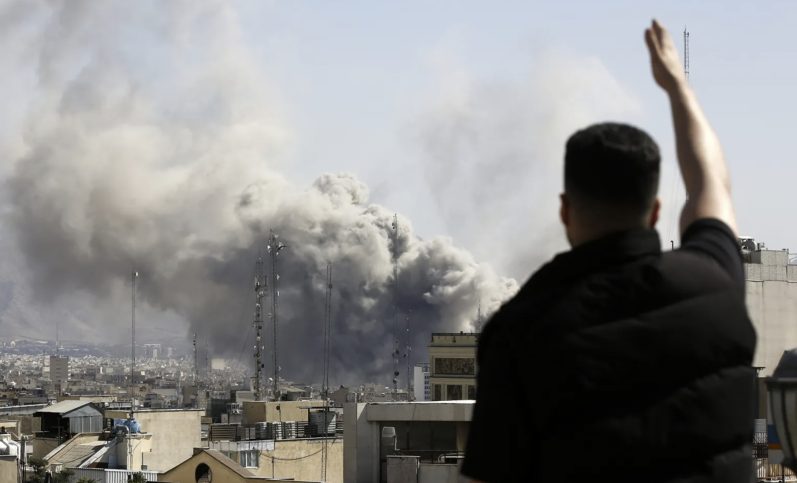 Columns of smoke rise over residential areas of the Iranian capital due to US and Israeli airstrikes on March 1